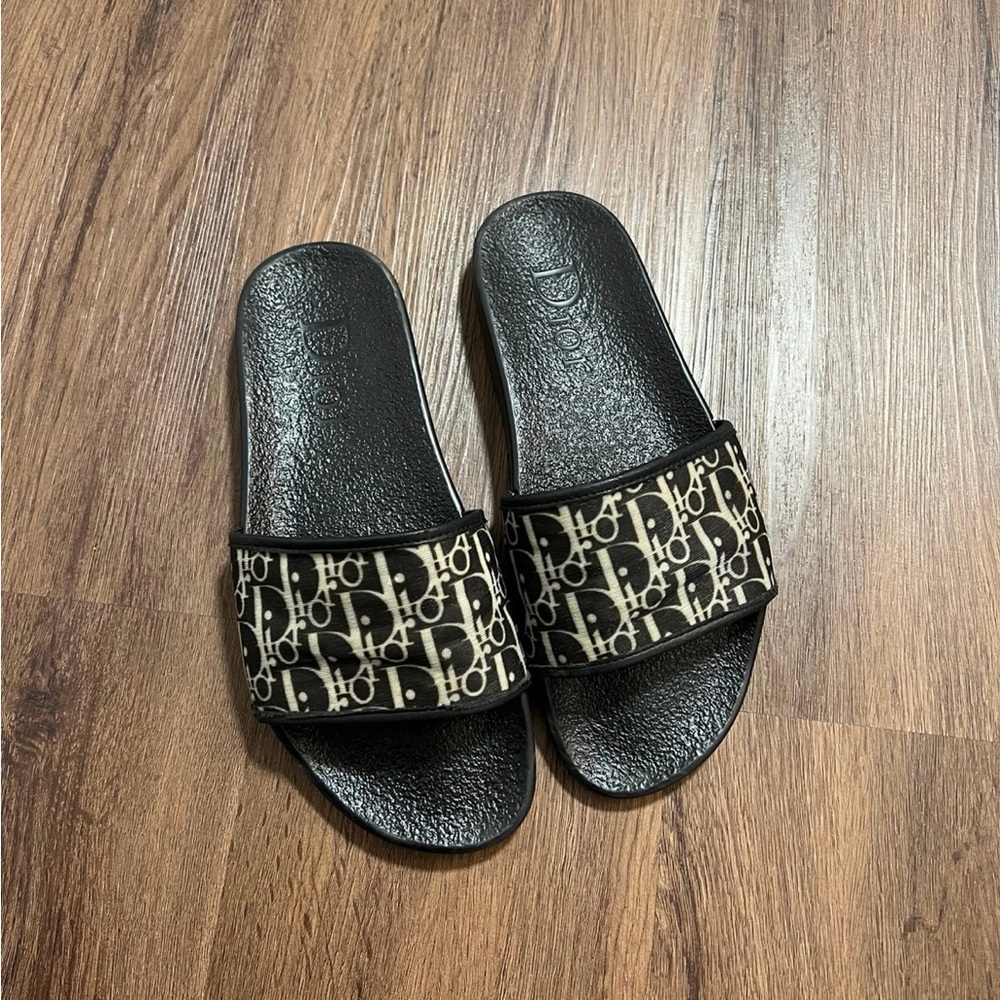 Dior Black and Cream Mens Slides